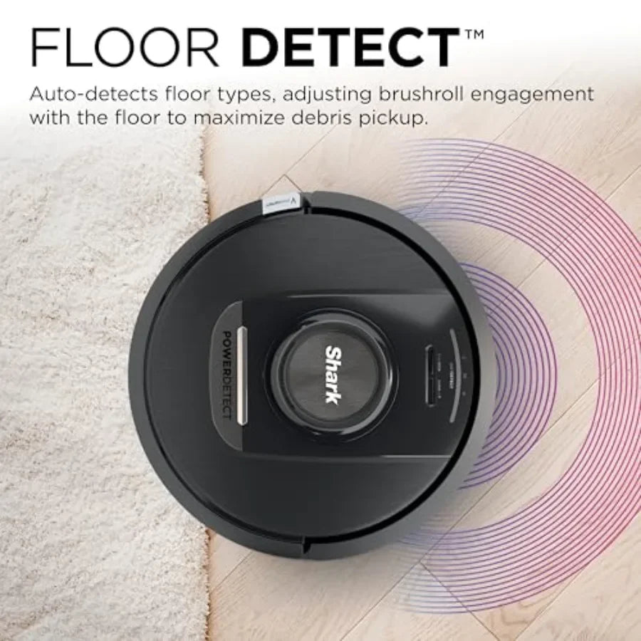 PowerDetect Self-Empty Robot Vacuum for pet hair, ABS plastic, black, Never Stuck Technology, auto deep-clean carpets hard floors