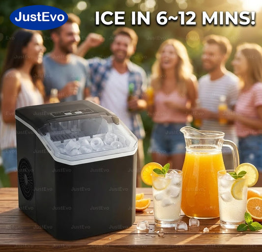 JustEvo Countertop Portable Ice Maker Machine with Auto-Clean 6-12 Mins Fast Ice 2 Bullet Ice Sizes .