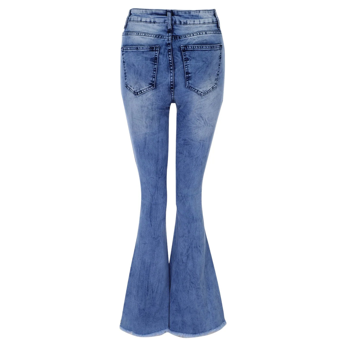 Floor Length Flare Pants Women Bootcut Ripped High Waist Stretchy Wide Leg Jeans Frayed.