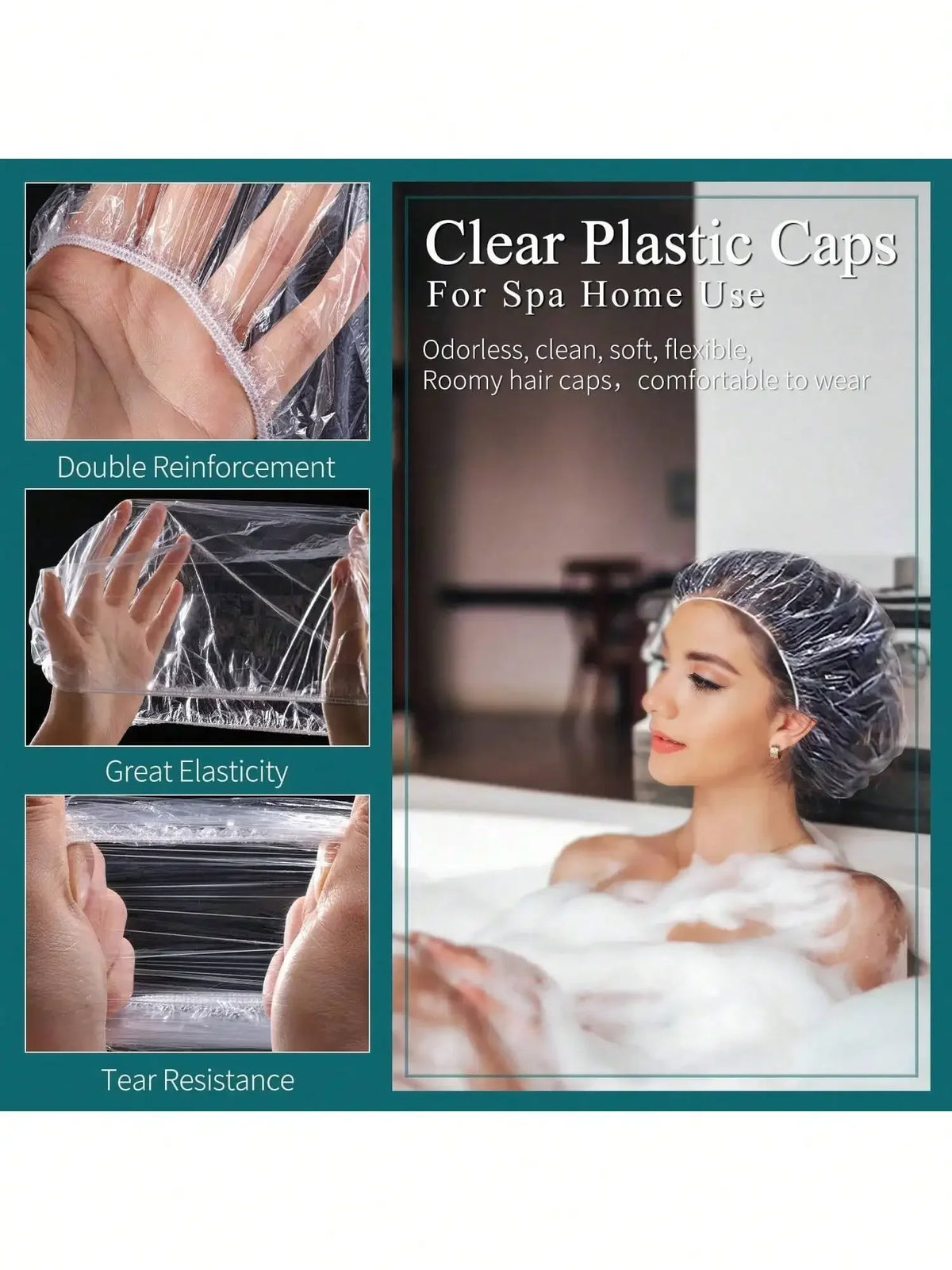 2026 100/50/10pcs Disposable Shower Caps, Waterproof Elastic Shower Caps, Thick Extra Large Elastic Shower Caps .
