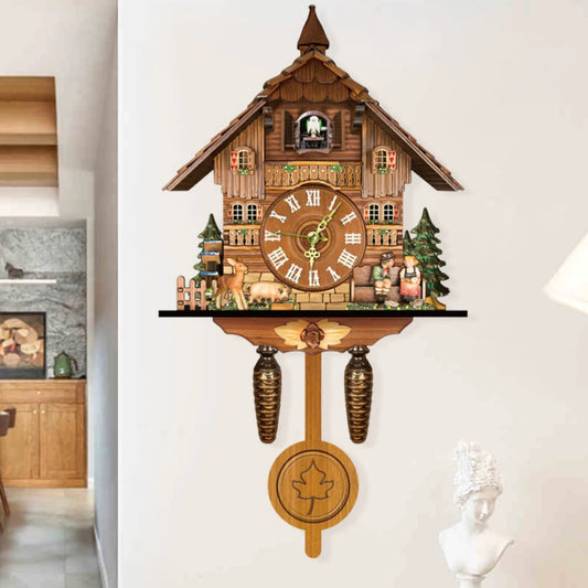 Elegant Black Forest Design Vintage Cuckoo Wall Clock With Singing Sound Function.