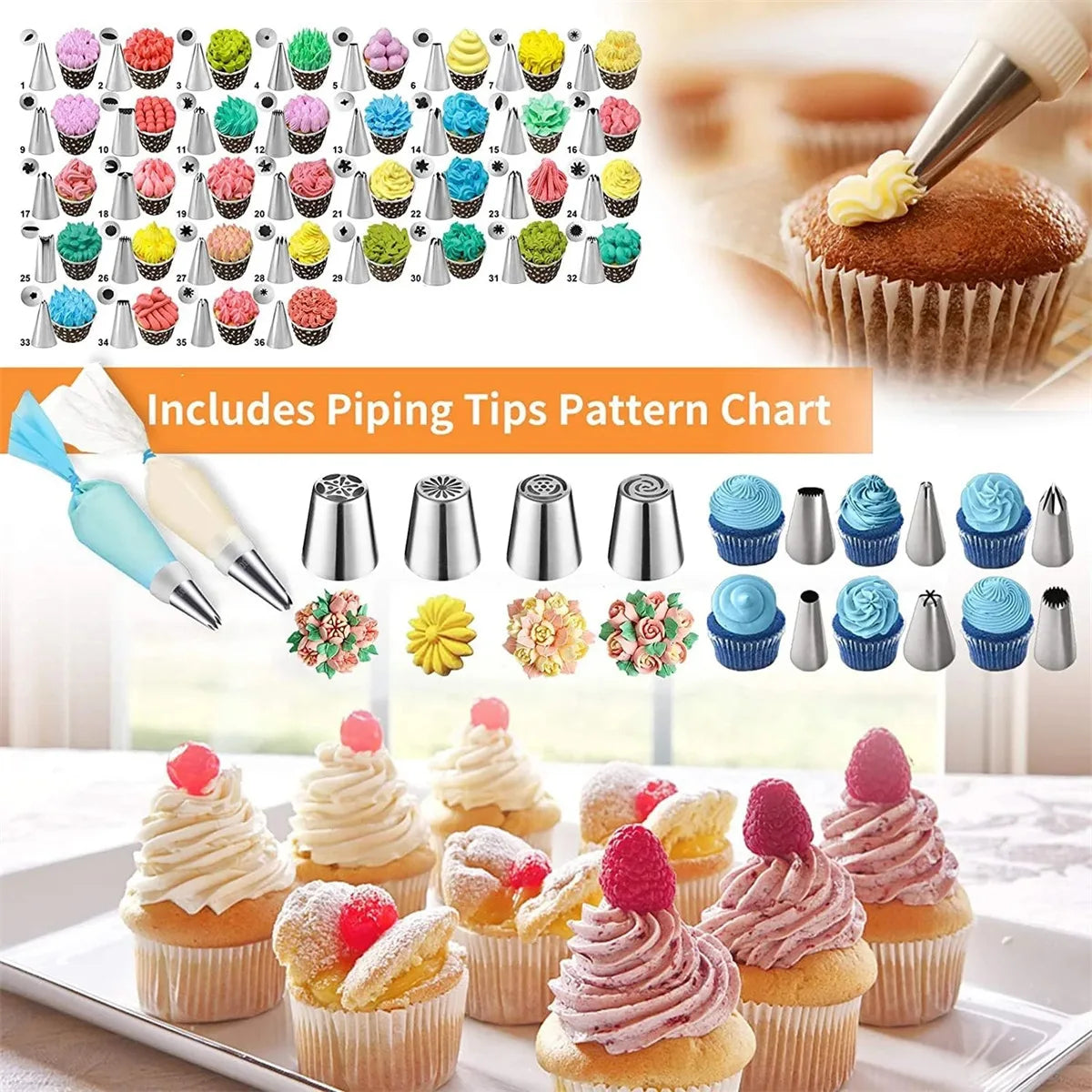 236Pcs Cake Decorating Tools Piping Bags and Tips Set  for Beginners,