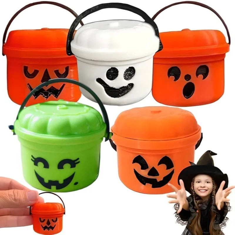 Halloween Pumpkins Small Bucket Mini Pumpkin Shape Candy Jar Basket.