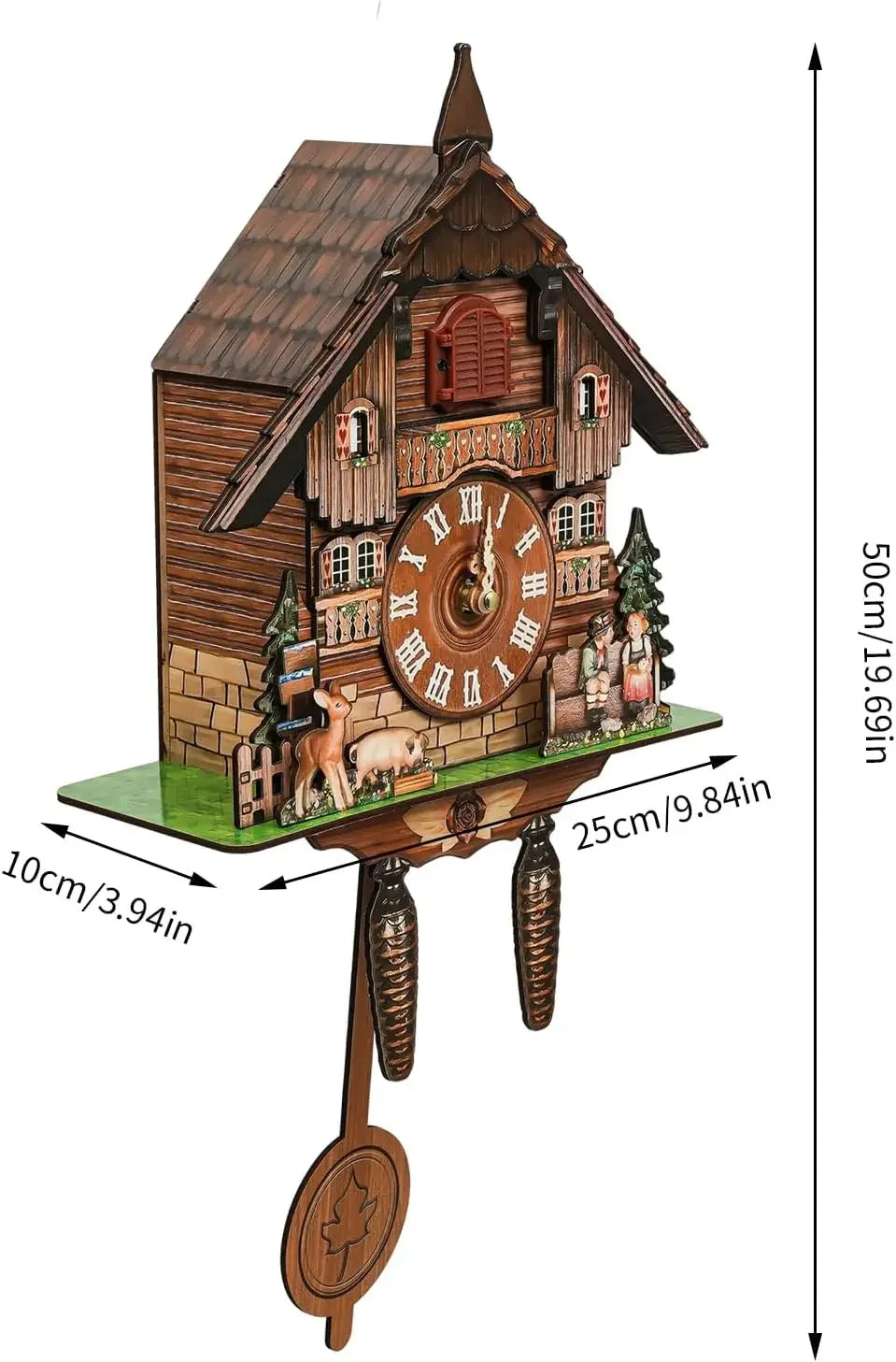 Elegant Black Forest Design Vintage Cuckoo Wall Clock With Singing Sound Function.