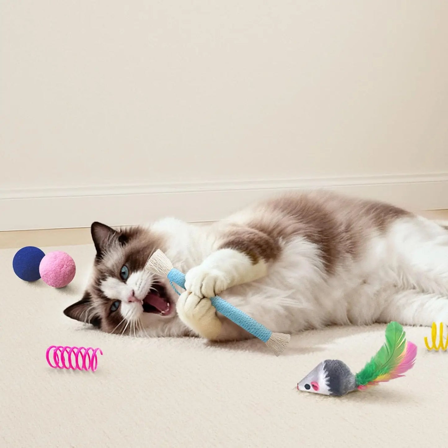 34 Pcs Interactive Cat Toys Set for Indoor Kittens