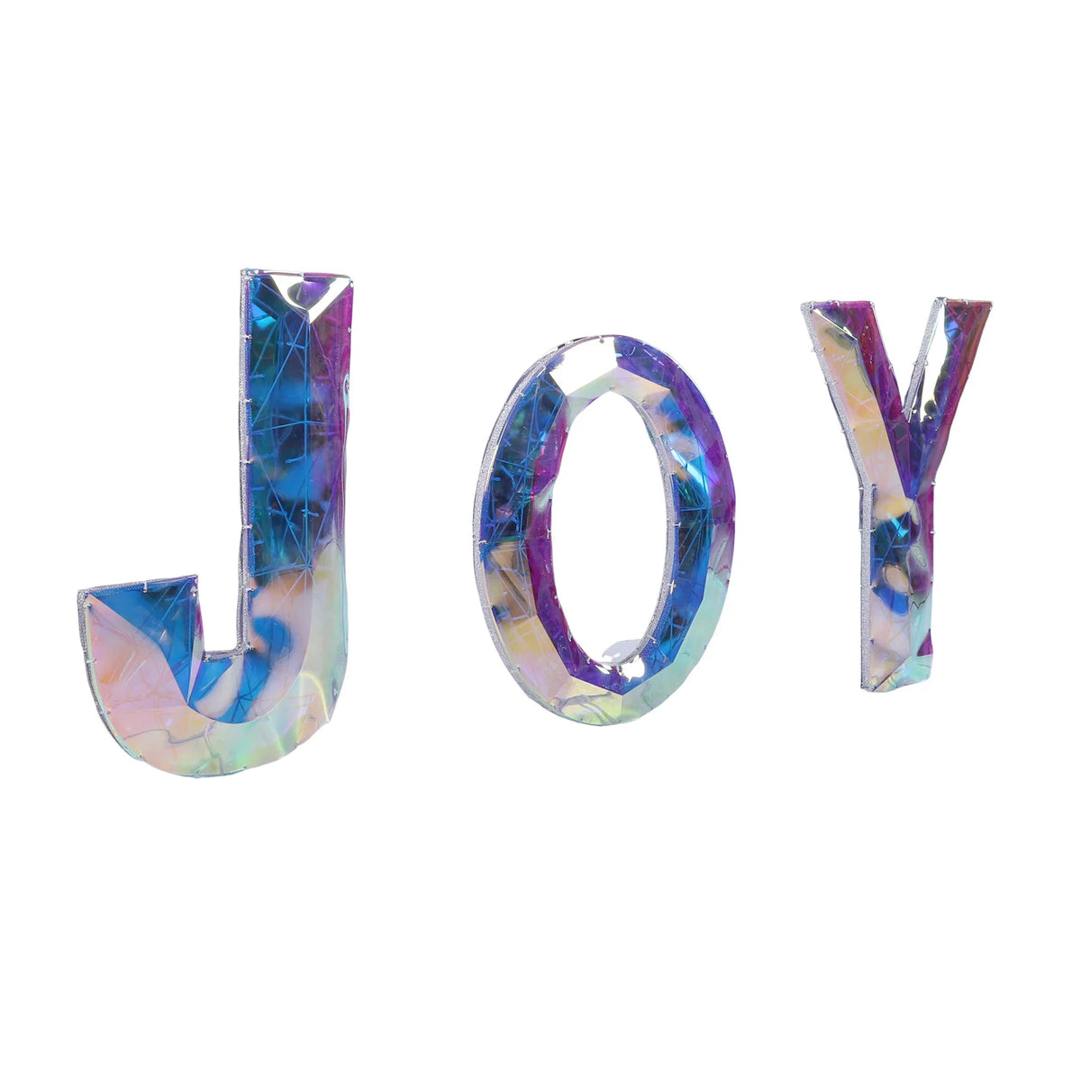 3 Pieces Outdoor Xmas Decor Letters JOY LED Lighted Prism . Metal PVC Lighted.