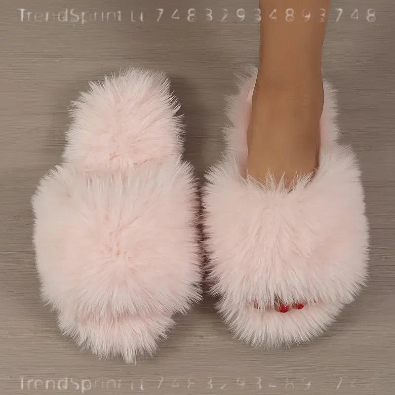 Women Plush Slippers All‑Season Cozy Indoor Home Shoes.