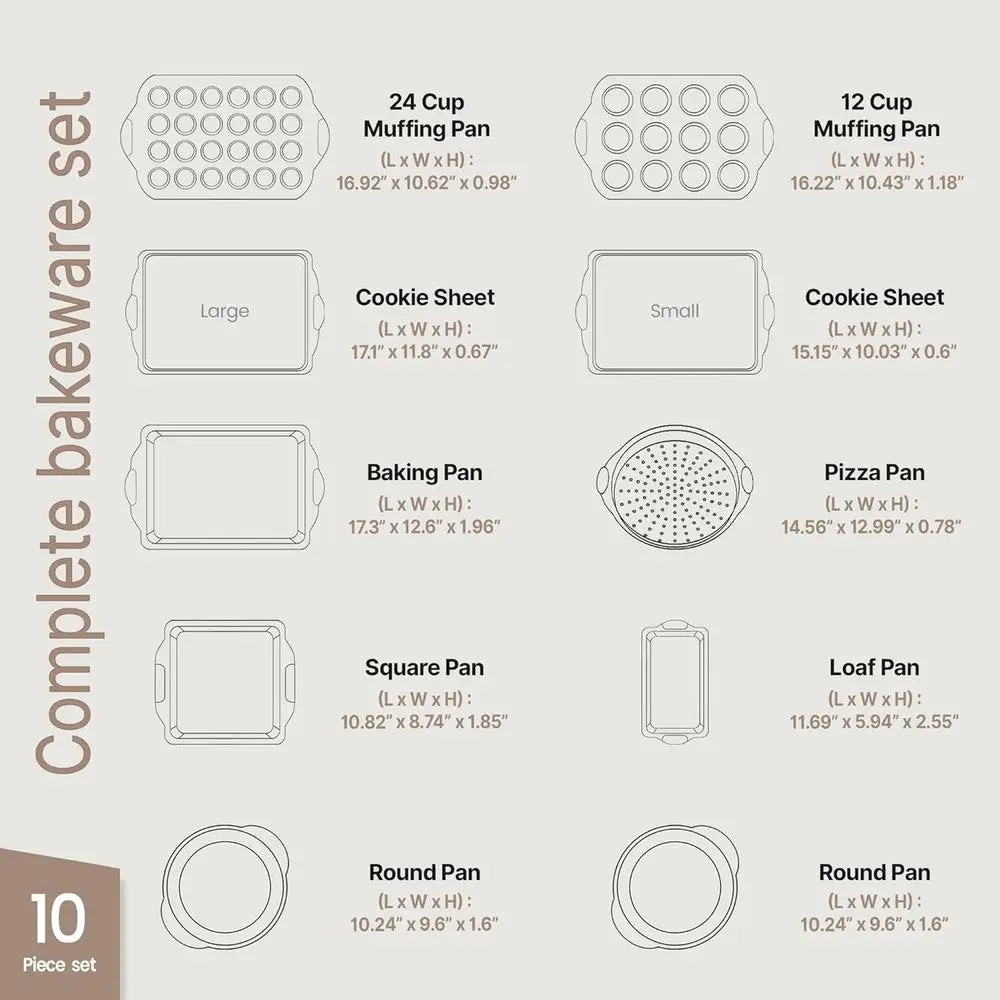 Oven Pans - Nonstick Gray Coating, Carbon Steel Bakeware Set with White Silicone Handles,