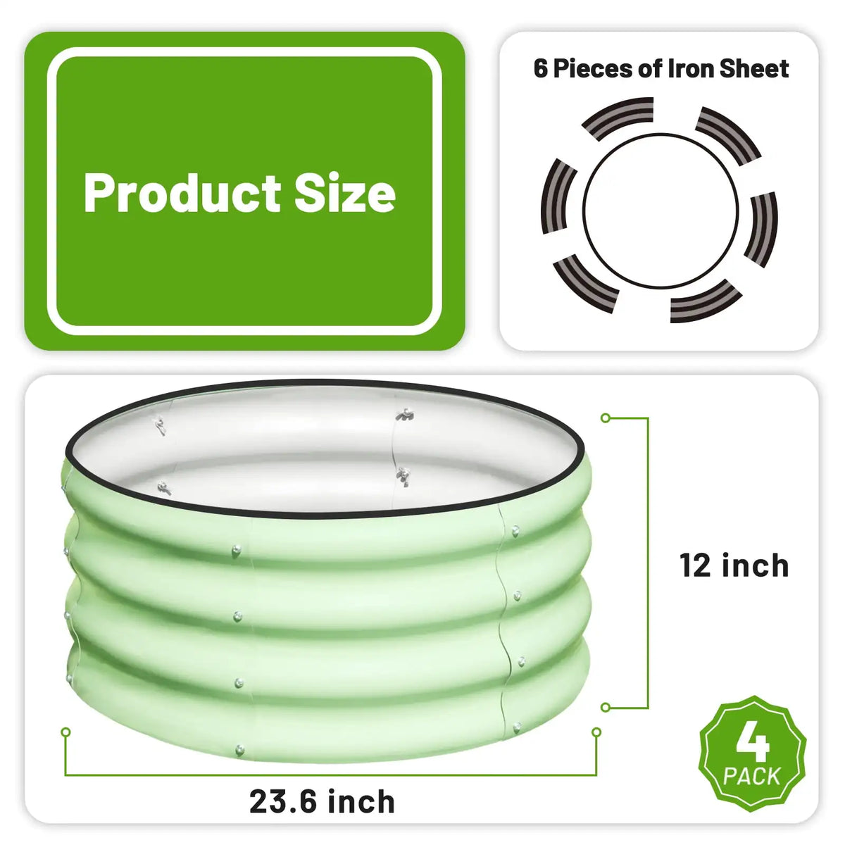 4‑Pack Galvanized Raised Garden Bed, 2×2×1ft Outdoor Planter Kit .