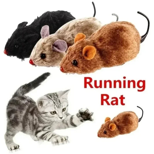 1Pc Funny Lifelike Plush Mouse Running Rat Toy for Cats