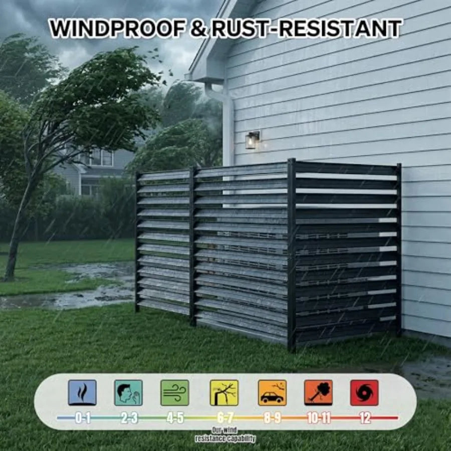 Outdoor Privacy Screen For Air Conditioner Units Made Of Metal With Gray Finish And Rust-Resistant Coating
