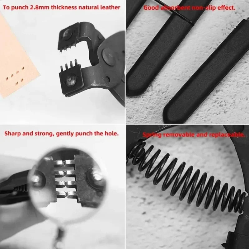 1Pc Leather Craft Hole Punch Tool 4mm Hole Puncher Carbon Steel Leather Craft Hand Tool.
