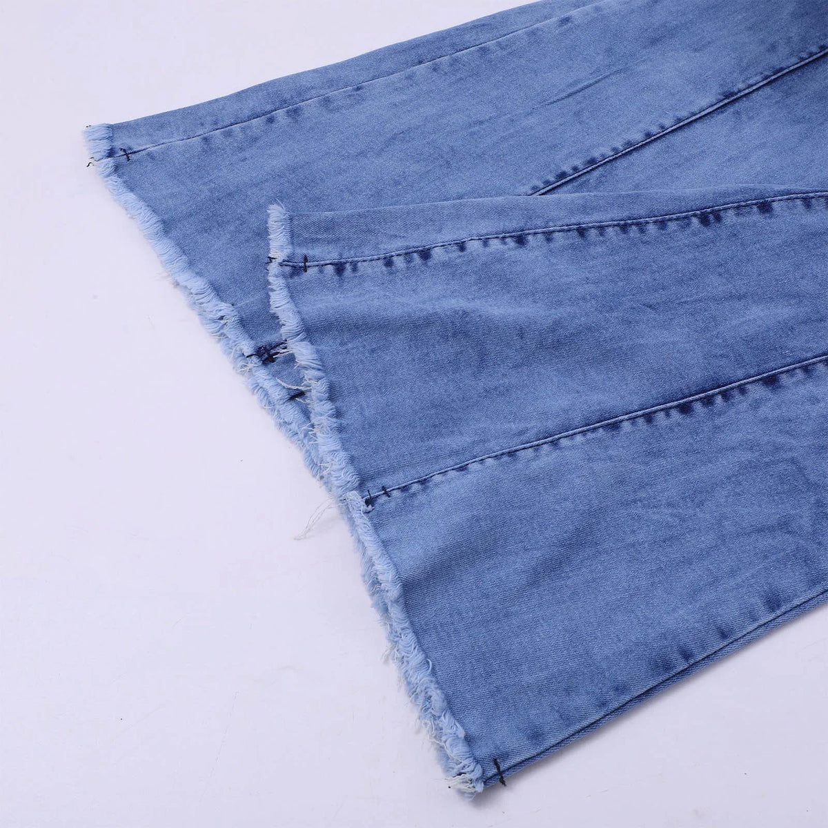 Floor Length Flare Pants Women Bootcut Ripped High Waist Stretchy Wide Leg Jeans Frayed.