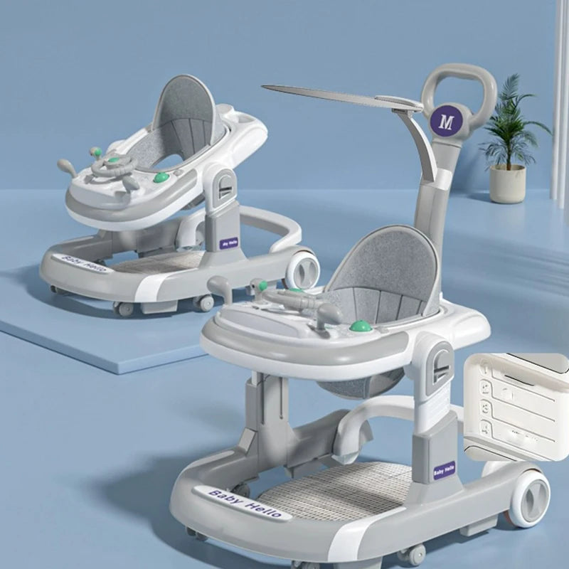 4 in 1 Baby Walker Toddler Baby Push Walker with Sunshade, Removable Feeding Tray .
