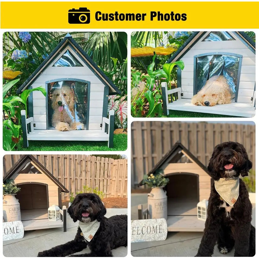 45 Inch Outdoor Weatherproof Dog House Metal Anti‑Chewing Iron Frame Kennel For Small Medium Breed Large .