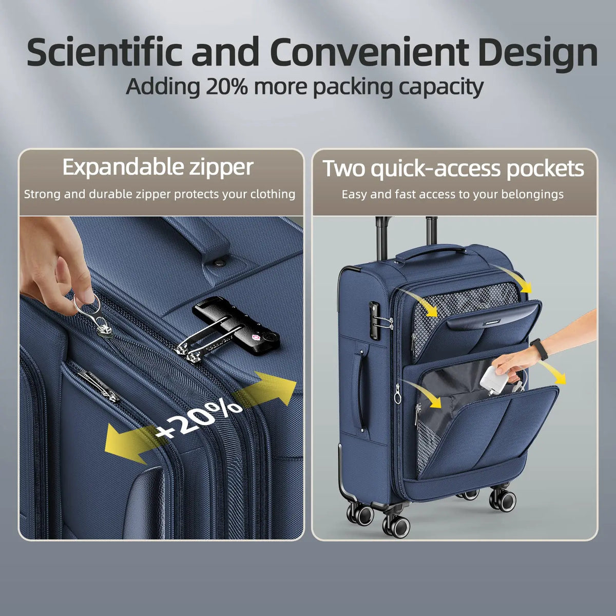 Luggage Sets 3 Piece Softside Expandable Durable Suitcase Sets |.