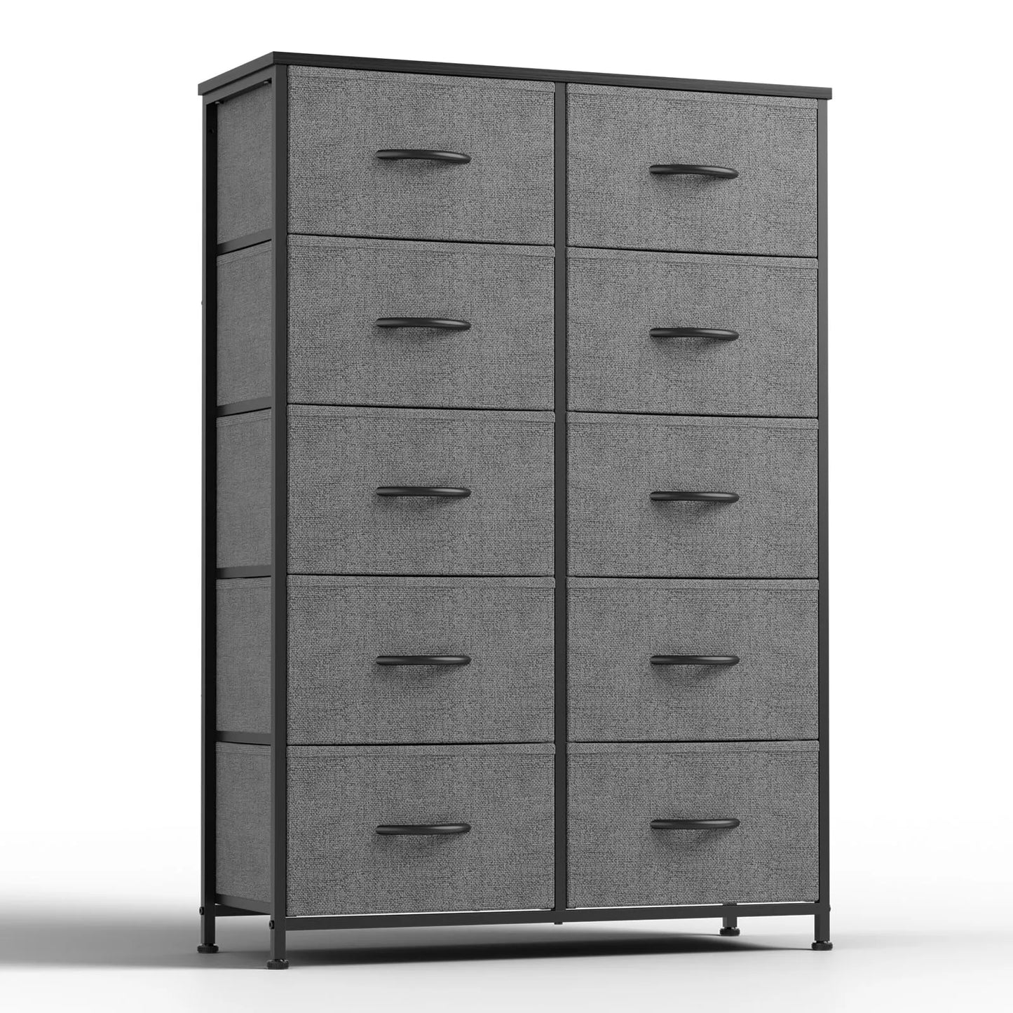 Bedside Table For Bedroom With 10 Fabric Drawers Nightstand Storage Cabinet
