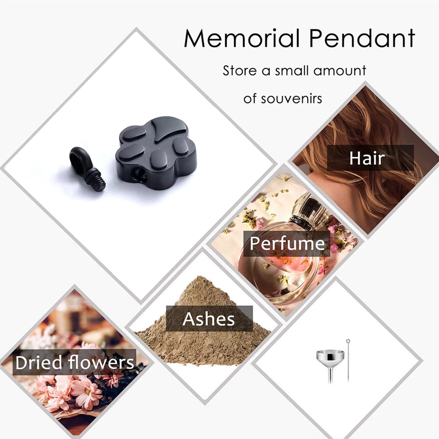 Pet Cremation Jewelry for Ashes Pendant Paw Print Pet Urn Necklace .