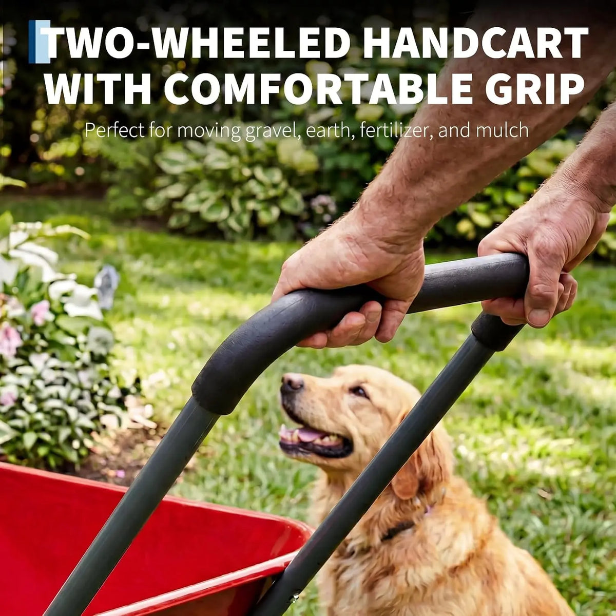 600 Lbs Garden Wheelbarrow with All Terrain 2 Wheel Wagon Cart Steel Frame | Utility Heavy Duty Outdoor Garden Cart 2-Wheel.