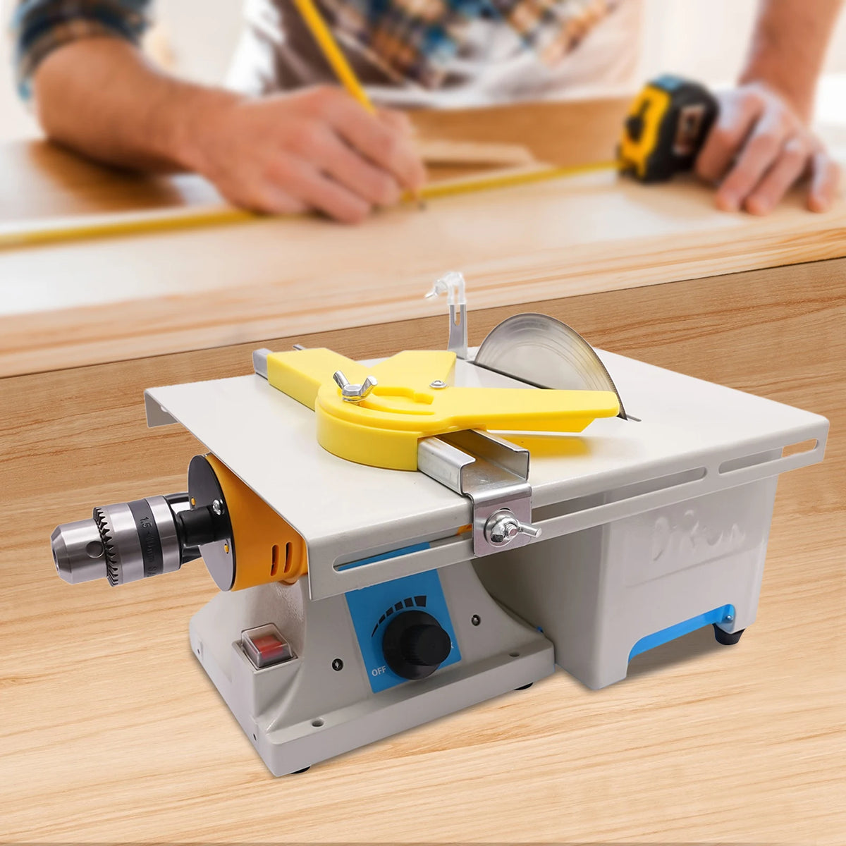 Table Saw 750W Woodworking Table Saws 110V Precision Cutting Grinding Polishing Machine Adjustable Chuck Stable Clamp