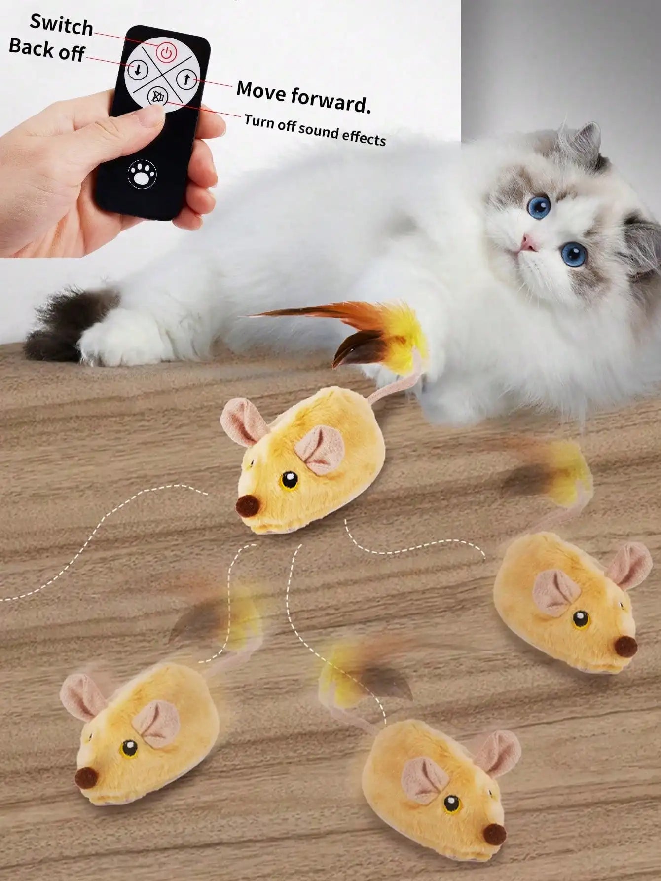 1pc Yellow Automatic Electric Mouse Toy Remote-Controlled
