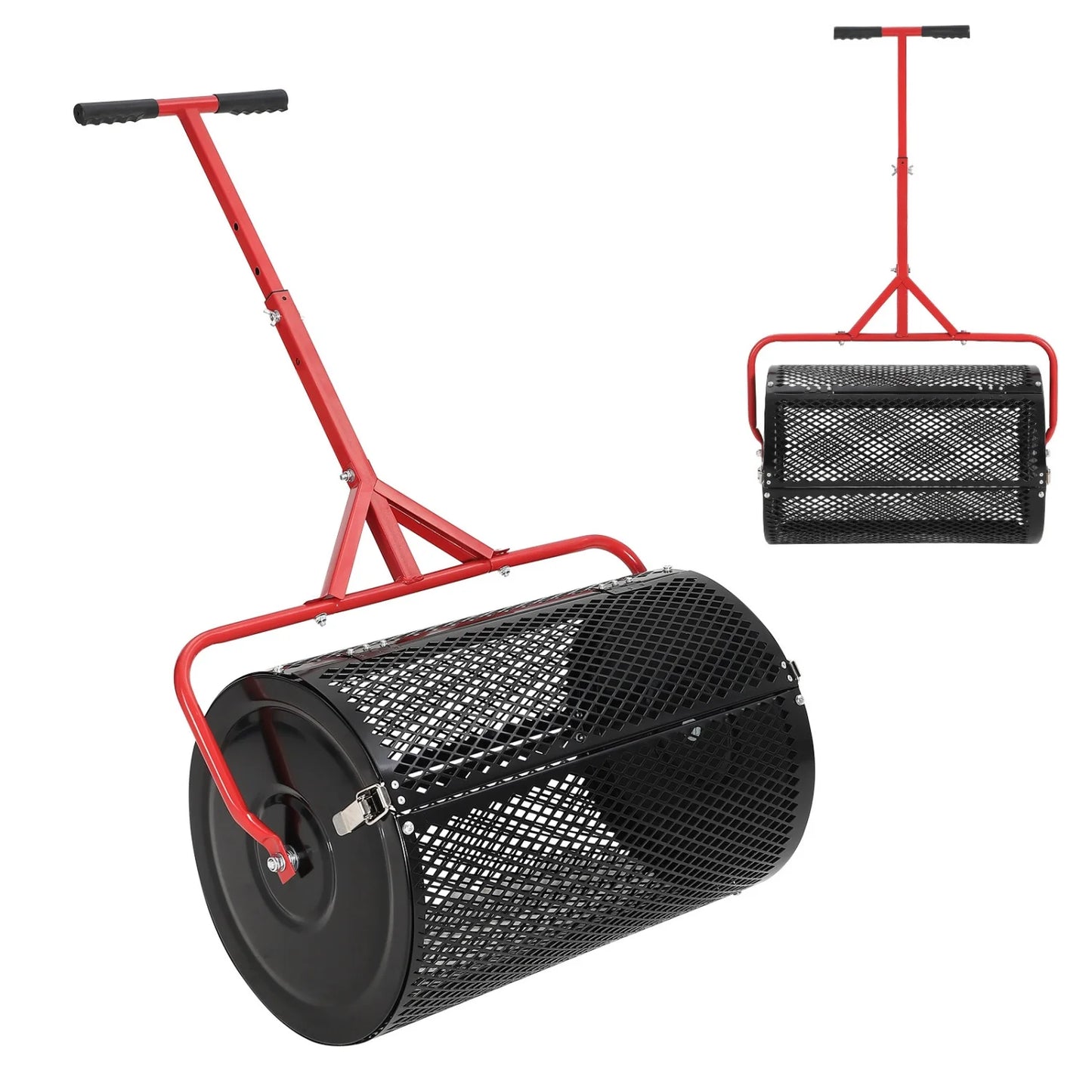 Compost Spreader, 24 Inch Peat Moss Spreader with T Shaped Handle, 3 Heights Adjustable, .