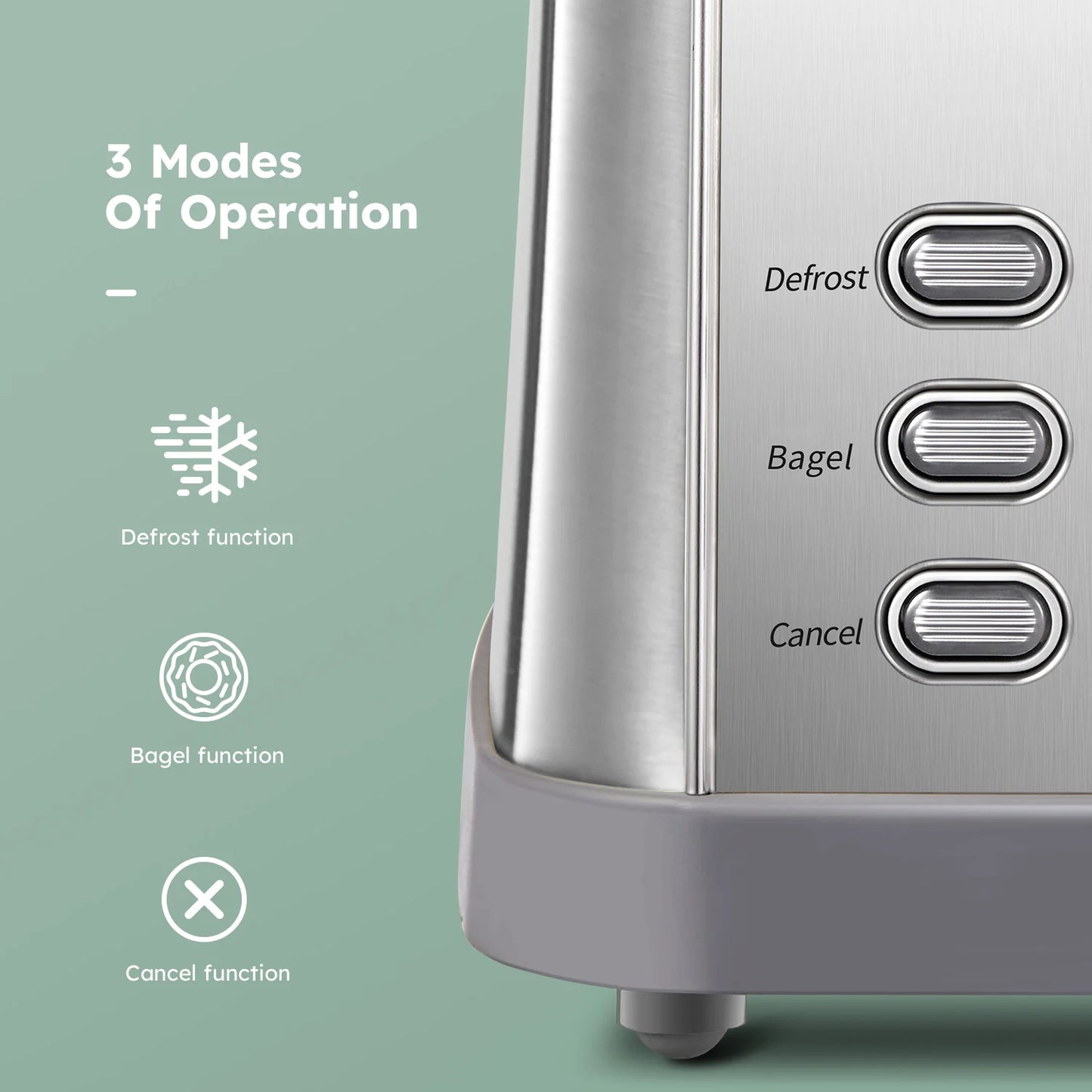 4 Slice Stainless Steel Toaster, Extra Wide Deep Slots for Thick Bread & Bagel, High Lift Lever Design, 7 Browning Shades with Warm Rack, Removable Crumb Tray, Silver