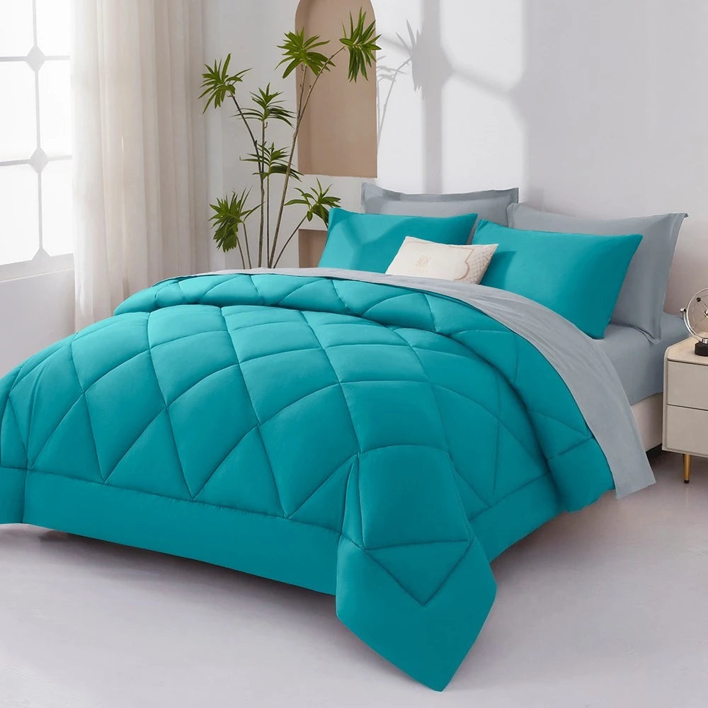 5/7pcs  Comforter Sets Queen-Breathable Comforter-Ultra-Soft Fluffy Fiber Filling, Warmth For All Seasons-Bed In A Bag .