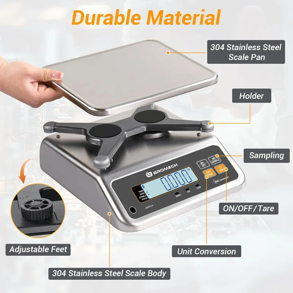 Food Scale Pound and Ounce, Rechargeable, Commercial Grade, Stainless Steel Platform,