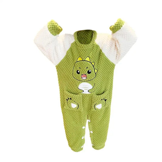 Children Onesie Pajamas Warm Sleepwear With Dinosaur Pattern