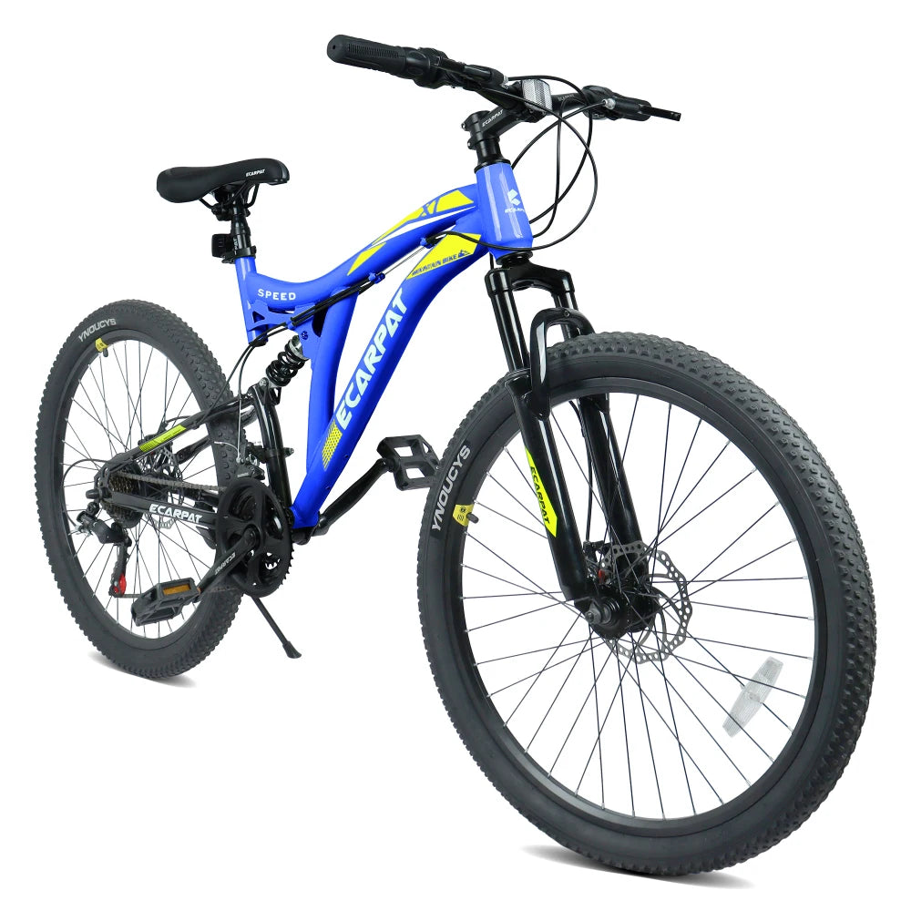 26 Inch Mountain Bike with 21-Speeds & Full Suspension Steel Frame, Alloy Rims, Disc Brakes For All Terrains,.