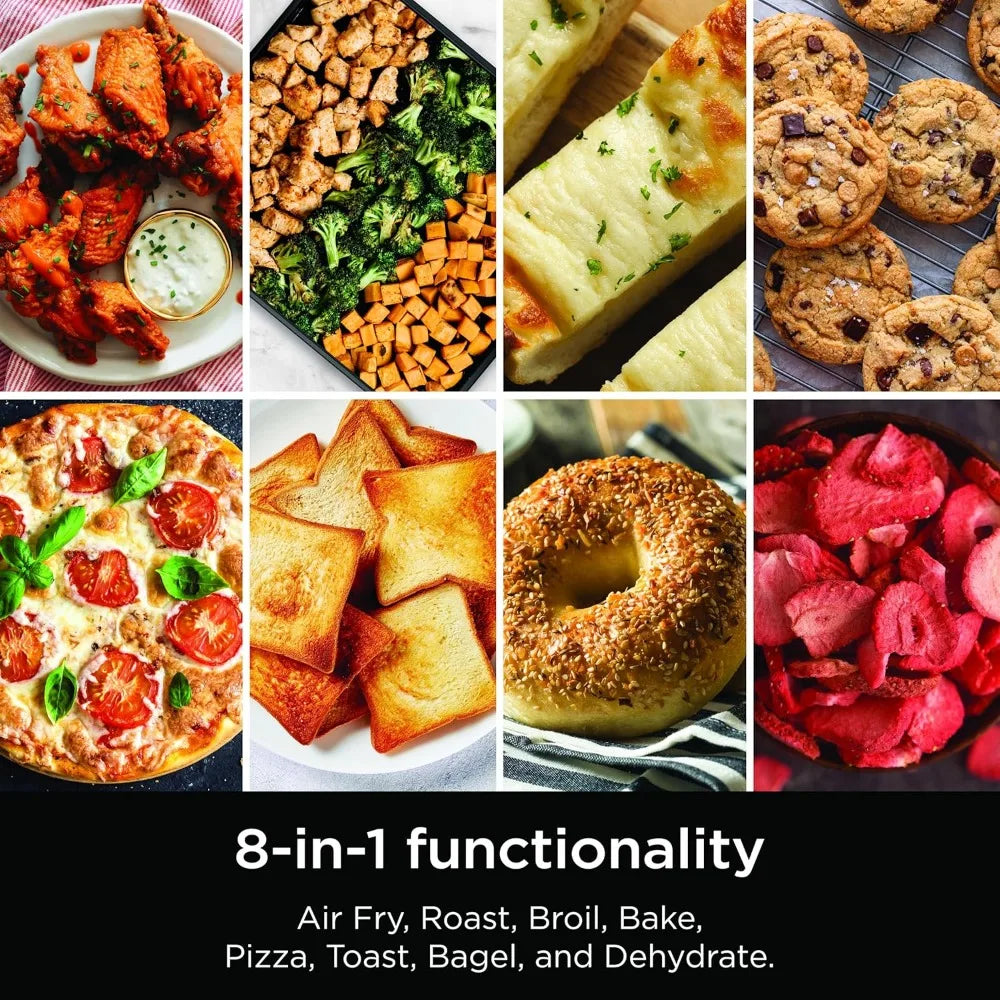 Ninja Air Fryer Toaster Oven Combo   8-in-1 Functionality   Flip Up & Away for Storage Space   Air Fry Basket, Sheet Pan