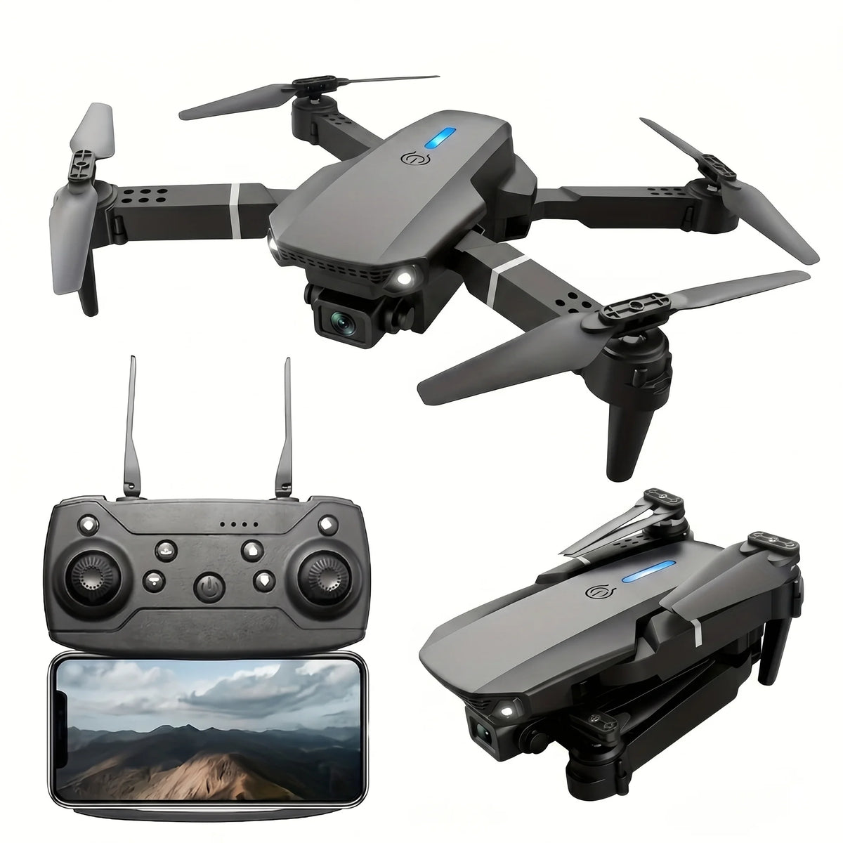 2026 Upgraded E88 PRO MAX Foldable Drone with Dual Cameras, 8K Screen Remote Control, Extra Batteries, .