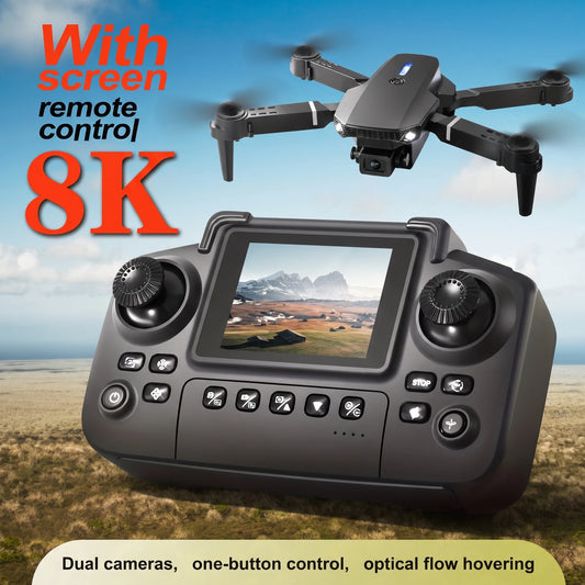 2026 Upgraded E88 PRO MAX Foldable Drone with Dual Cameras, 8K Screen Remote Control, Extra Batteries, .