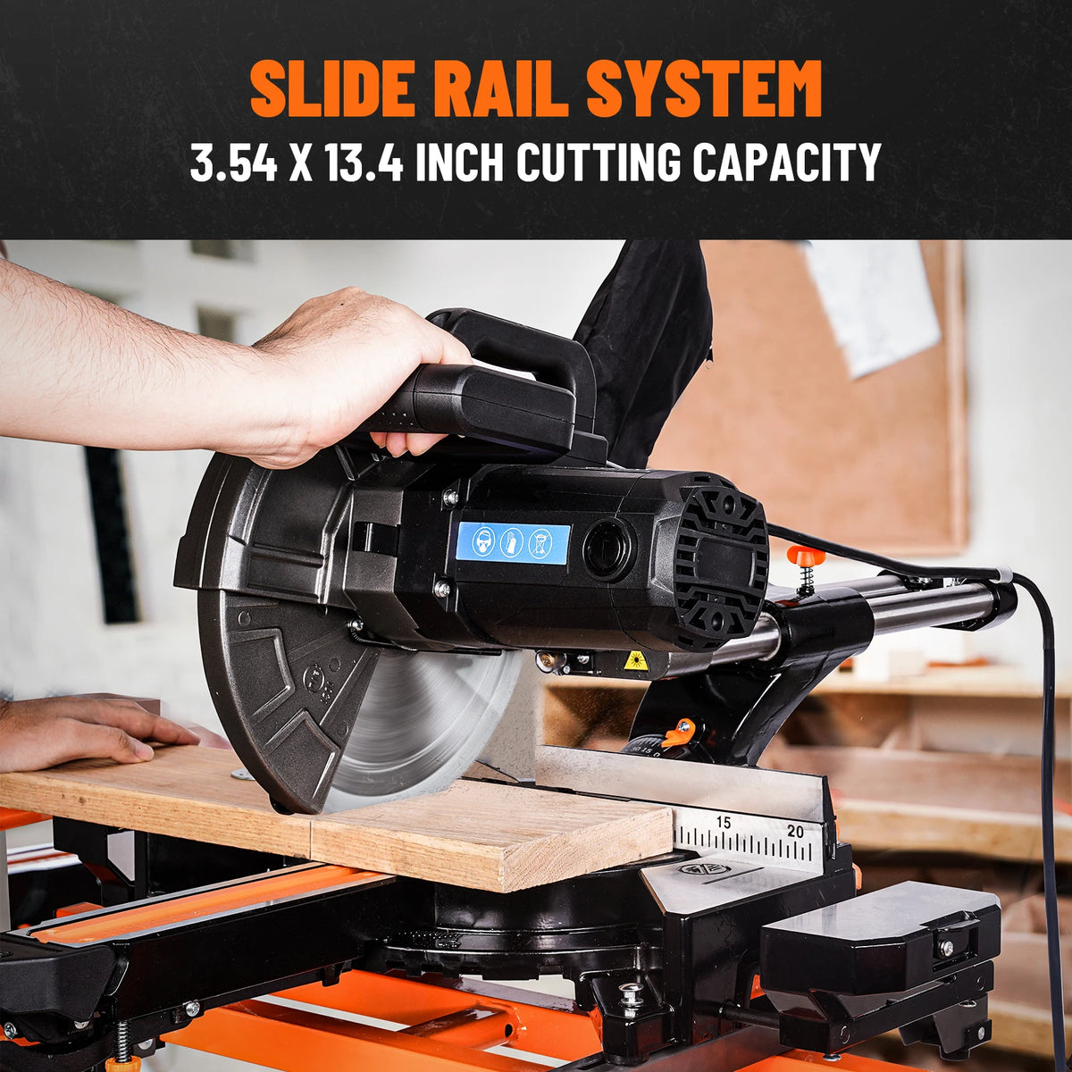 10" Sliding Miter Saw, Multi-Material Cutter with 3 TCT Blades, Dual Mode, 5000/3200RPM, Laser, 0-45° Bevel, 9 Stops