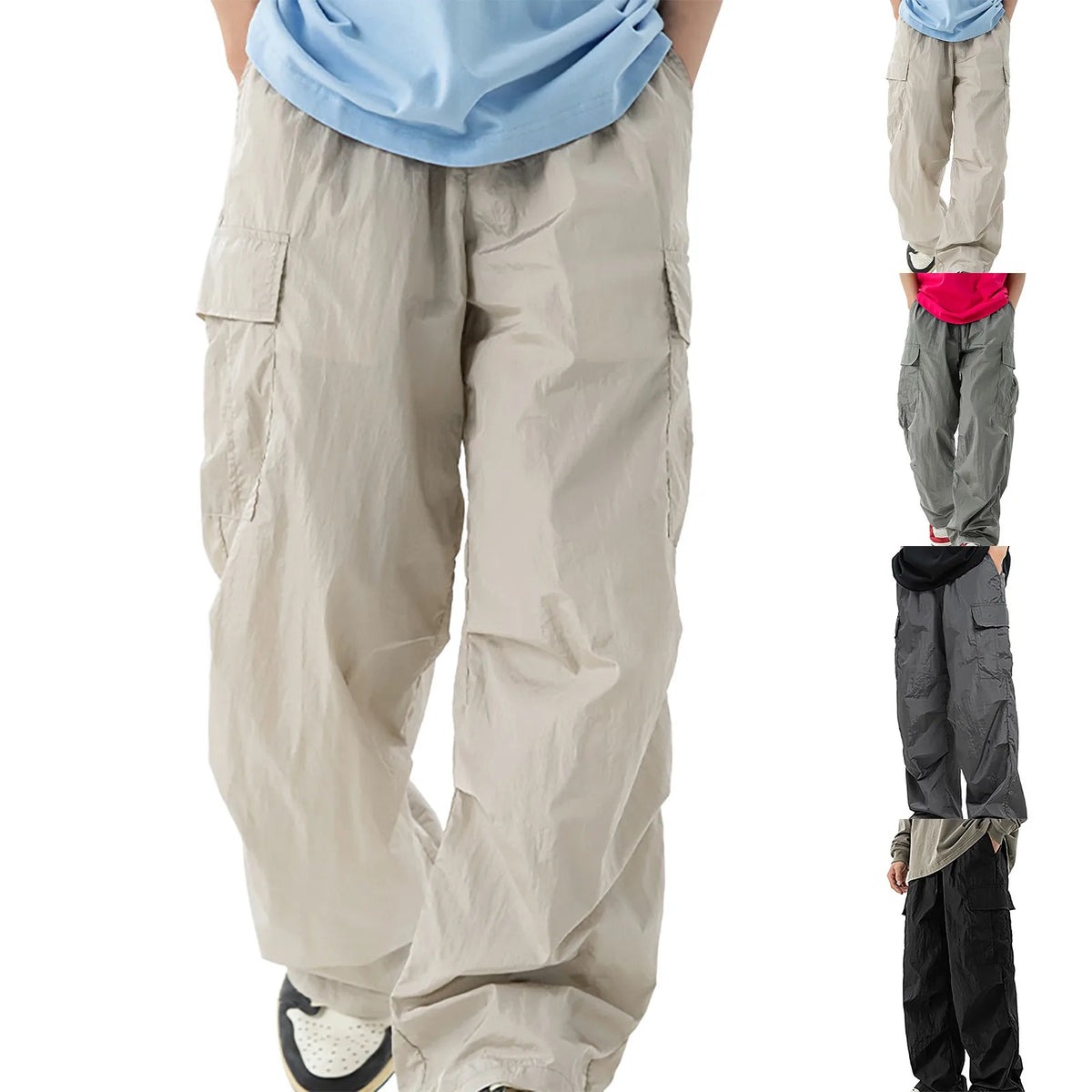 Oversized Carga Parachute Pants Men Y2k Hip Hop Streetwear Vintage Wide Leg Jaggers Baggy Casual Sweatpants.