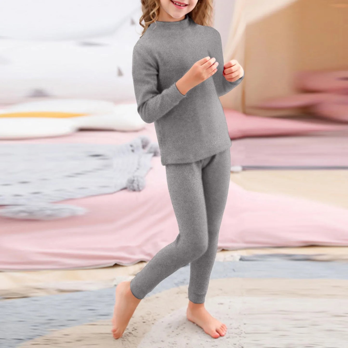 Unisex Solid Long Sleeve Warm Pullover Pajamas