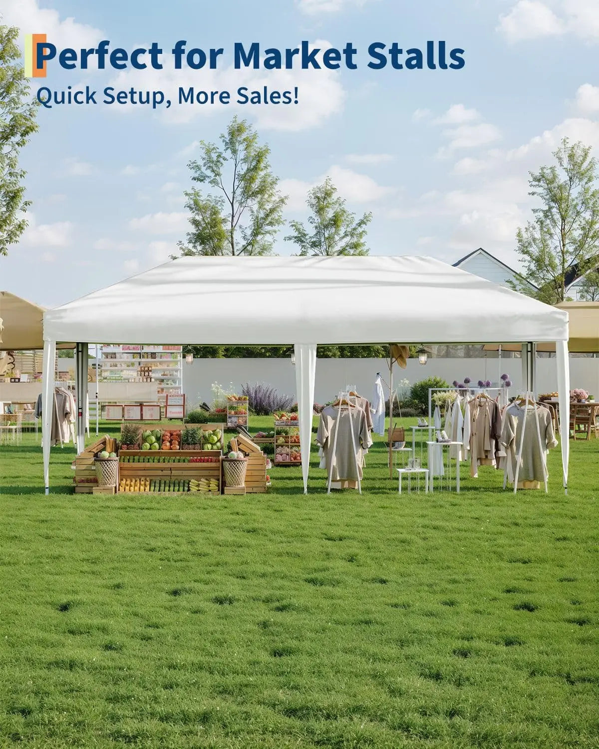 10x20 Pop Up Canopy with 6 Sidewalls,. Heavy Duty Outdoor Instant Canopy Tent with Portable Roller Bag, Silver Coated Top, 3 Adjustable Height, Sandbags, White
