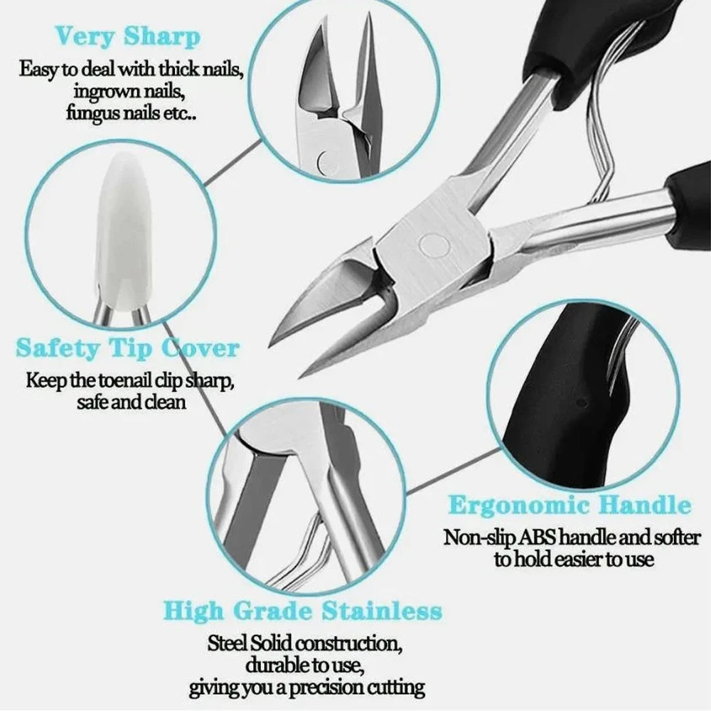 Professional Sharp Curved Blade Toe Nail Clippers For Thick Ingrown Toenails.