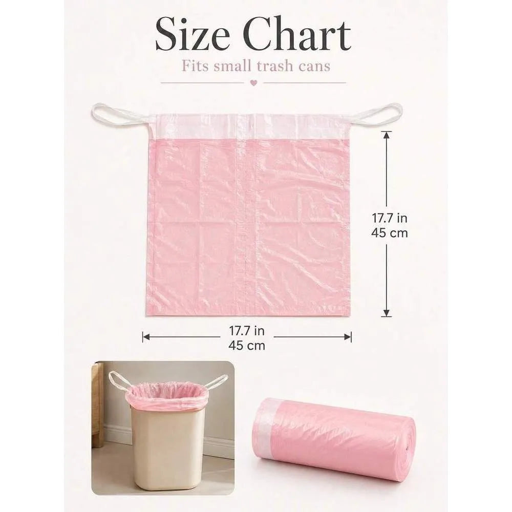Pink Rose Scented Trash Bags 5-Gallon Sturdy Durable.  Trash Can 3.5/4/5 Gallon