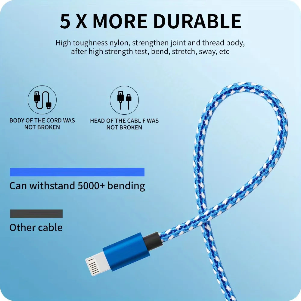 3PCS (1M 2M 3M) MFi Certified Charging Cable USB Cable Nylon Braided Fast Charging Cord Compatible For iphone