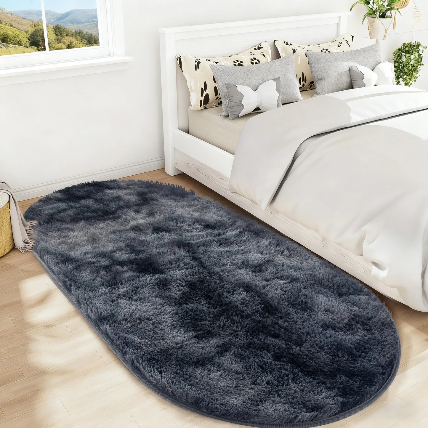 Fluffy Oval Rug Carpets . Warm Floor Mat Doormat Salon Pile Rug 80*160cm Plush Rug