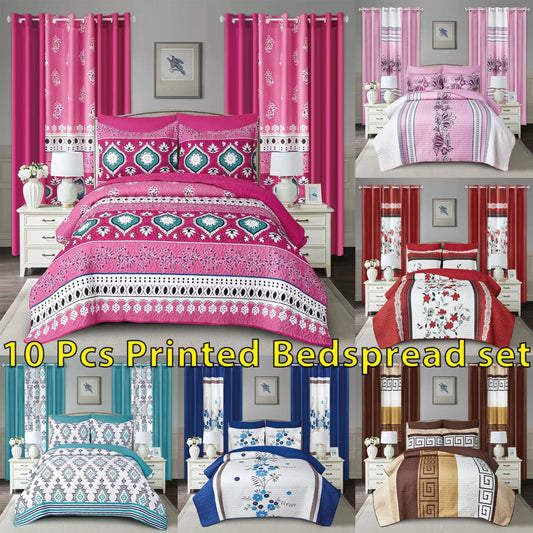 10 Pcs Printed Bedspread Set Luxury High Quality Quilt Set Quilting Thin Comforter Set All Season