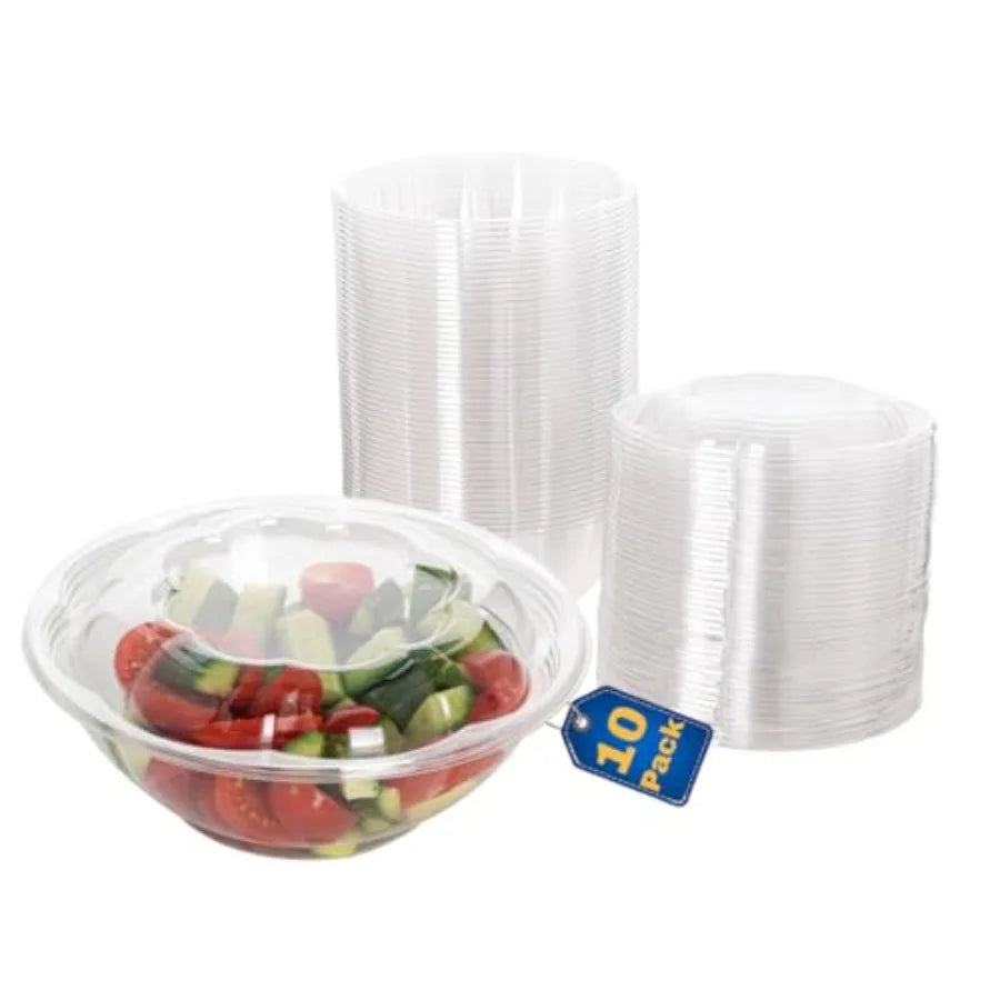 Disposable Plastic Salad Bowls with Airtight Lids .