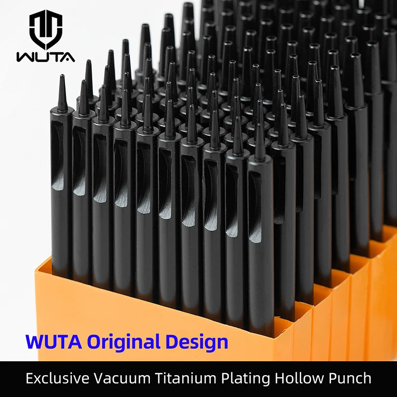 Plating Titanium Leather Hollow Punching Tool Set Round Hole Puncher.
