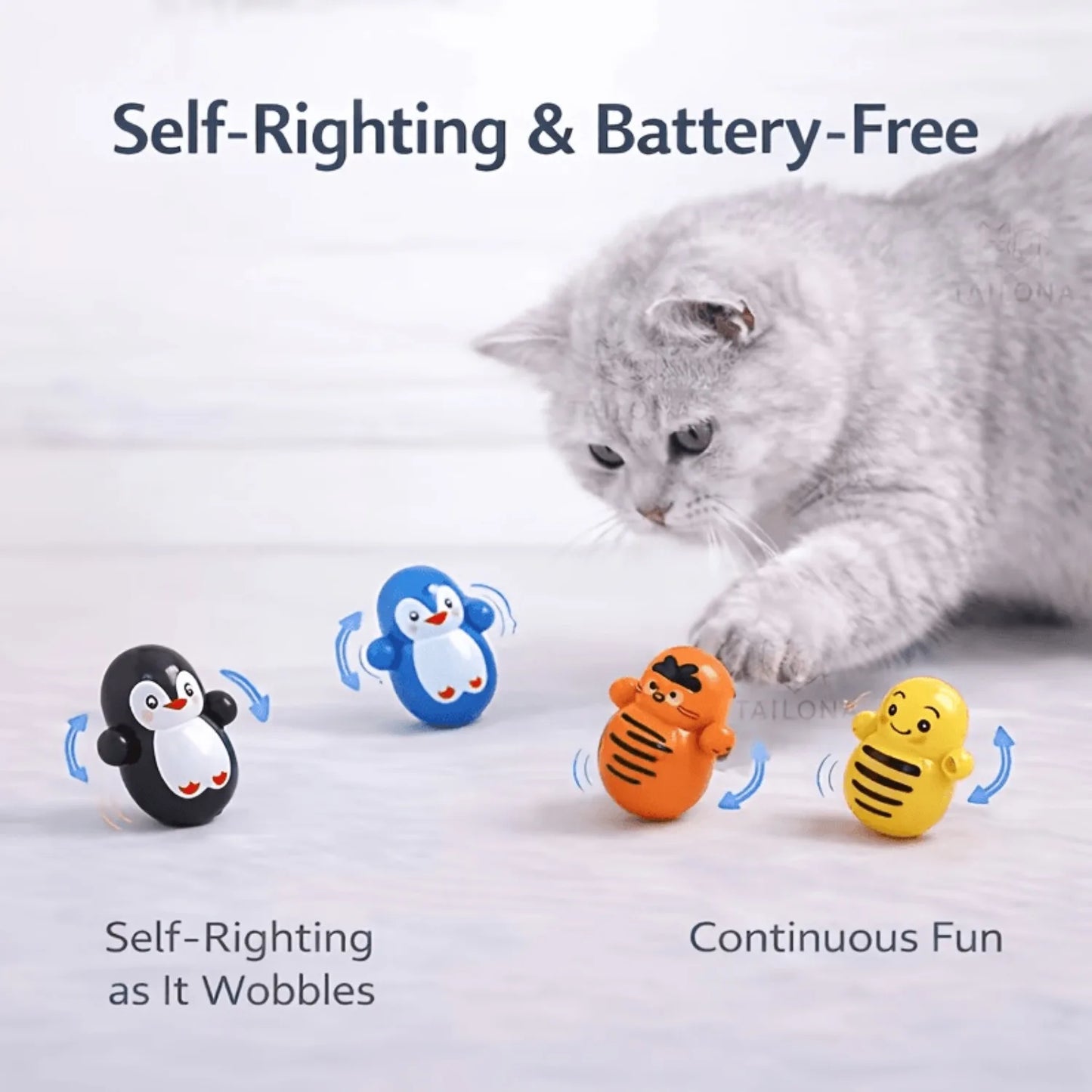 10-Pack Self-Rolling Interactive Cat Toys, No Batteries Required,