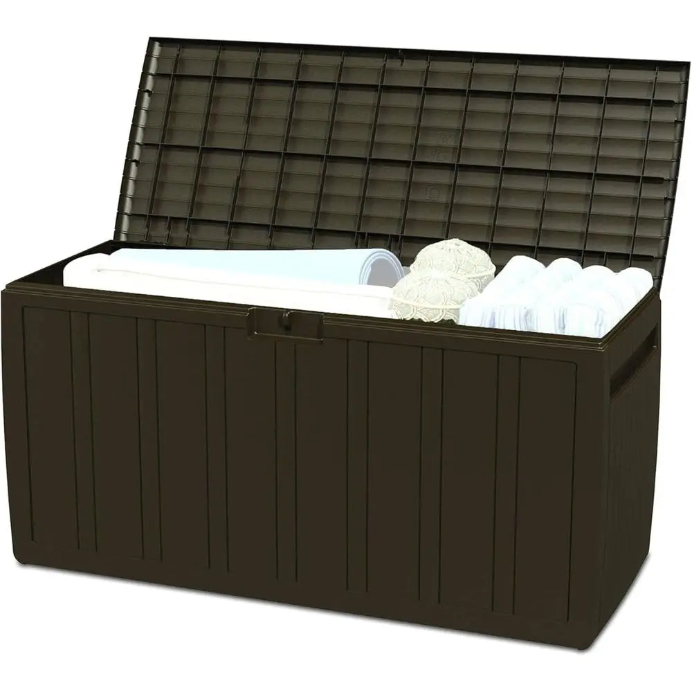 71 Gallon Plastic Outdoor Backyard Storage Bin Deck Box