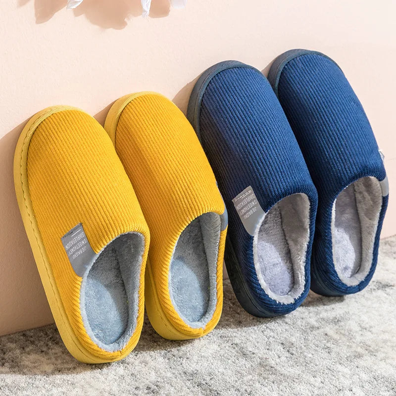 Cotton Slippers Women's Home Autumn and Winter Home Indoor Warm Couple Plush .