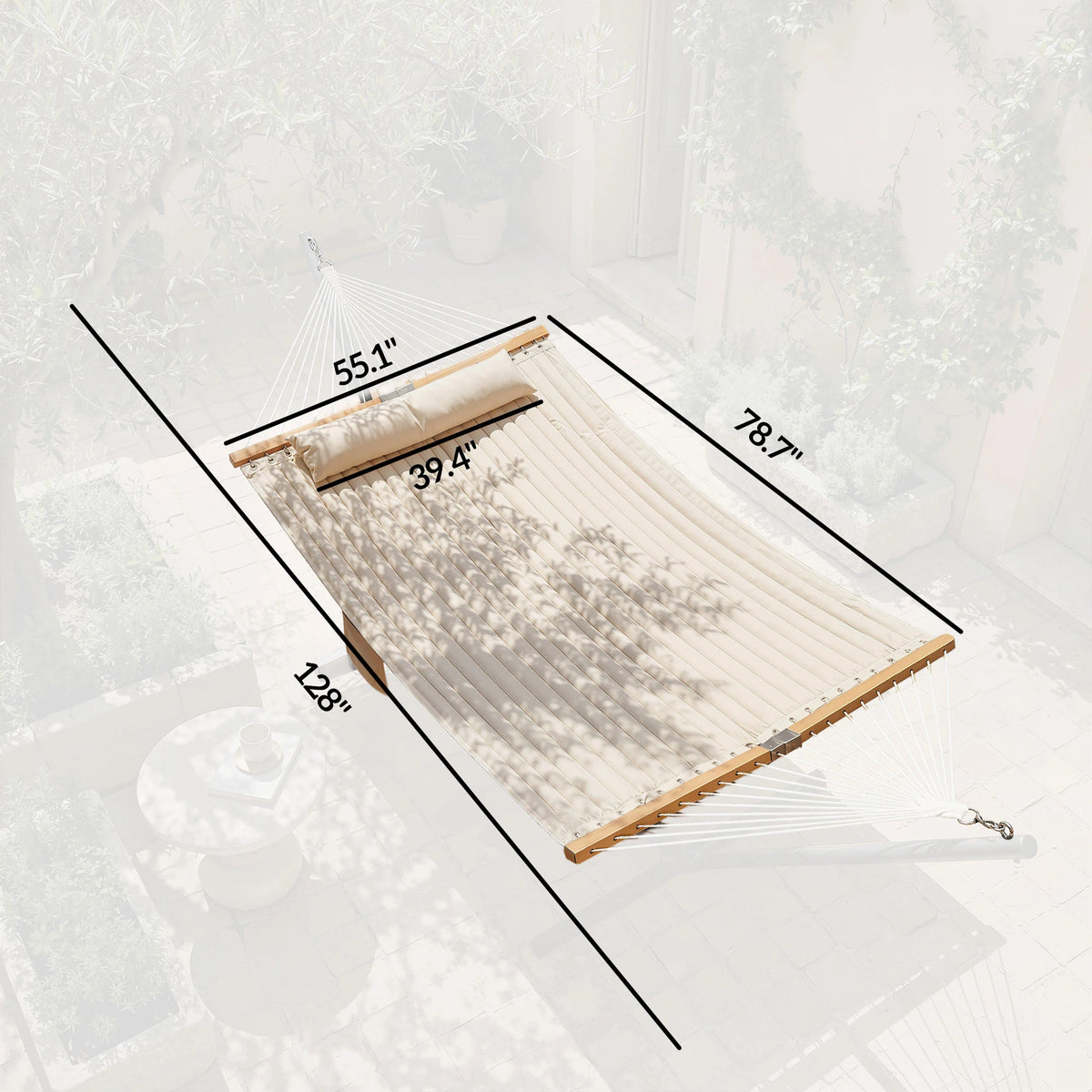 Outdoor Hammock, 2-Person, 440 Lbs Capacity, Cream White