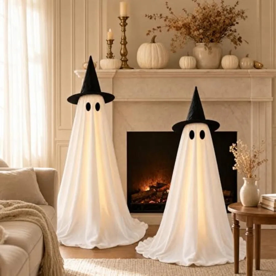 Halloween Decorations Indoor - 2 Pack Light Up Ghosts Easy to Assemble Adjustable Height Spooky .